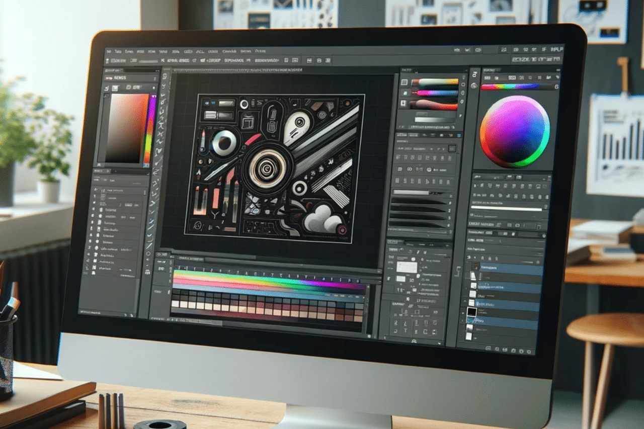Ordenador con Illustrator para vectorizar